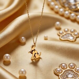 14K Gold Cat Pendant Necklace Minimalist Feline Charm Jewelry